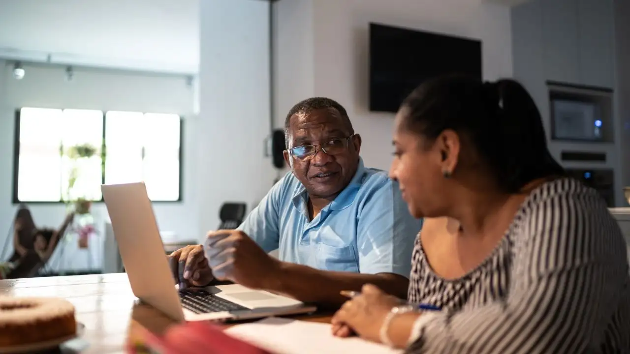 Couple doing home finances together