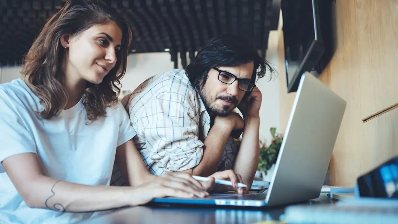 Couple reviewing student loans